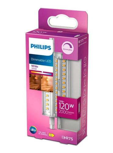 PHILIPS LED Spot 14W (120W) R7S Dæmpbar H: 11,8 cm - Hvid