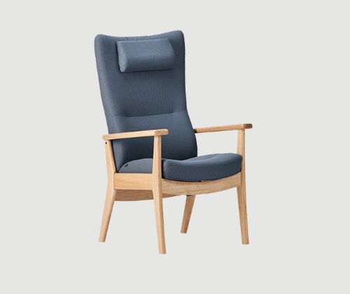 Farstrup Plus 5910 Lænestol SH: 47 cm - Eg/Støvet Blå - Cura 66160