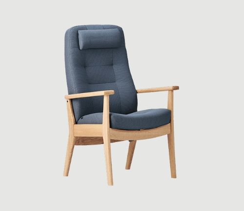 Farstrup Plus 5920 Lænestol SH: 47 cm - Eg/Støvet Blå - Cura 66160