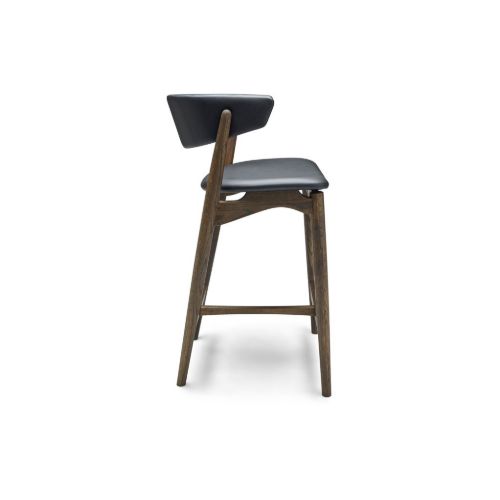 Sibast Furniture No 7 Bar Stool Fuldpolstret SH: 65 cm - Eg Mørk Olie/Sort læder