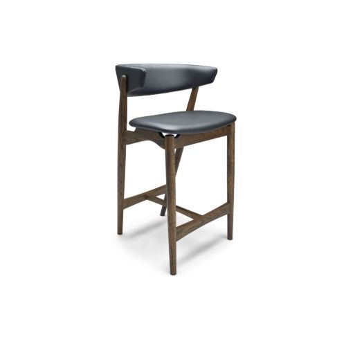 Sibast Furniture No 7 Bar Stool Fuldpolstret SH: 65 cm - Eg Mørk Olie/Sort læder