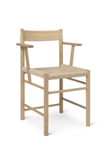 Brdr. Krüger F Chair Armrest SH: 45 cm - Oiled Oak / Natural Paper Cord