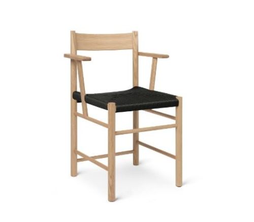 Brdr. Krüger F Chair Armrest SH: 45 cm - Oiled Oak / Webbing