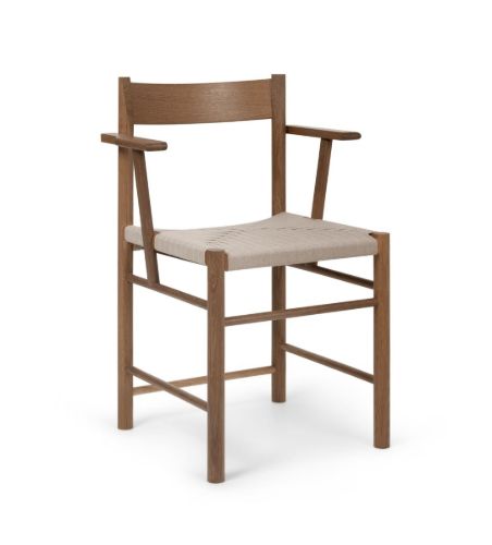 Brdr. Krüger F Chair Armrest SH: 45 cm - Fumed Oak / Webbing