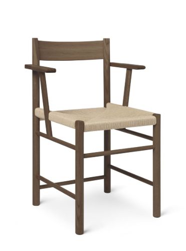 Brdr. Krüger F Chair Armrest SH: 45 cm - Fumed Oak / Natural Paper Cord