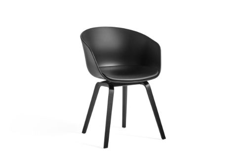 HAY AAC 22 About A Chair w. Fixed Seat Cushion SH: 46 cm - Lacquered Oak Veneer/Black/Sierra SI 1001