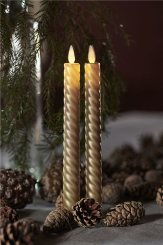 Sirius Sara Tall Wave 2 stkH: 25 cm Bevægelig flamme - Guld