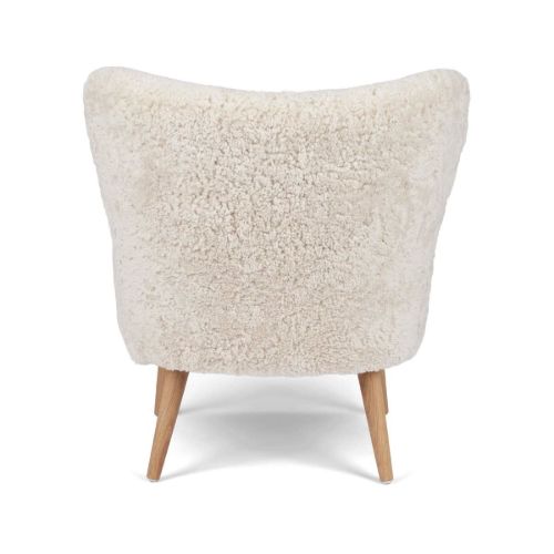Natures Collection Emily Lounge Chair in New Zealand Sheepskin B: 60 - Pearl/Oak