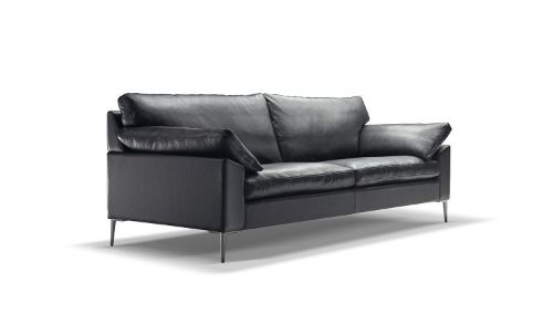 Søren Lund 329 2,5 Pers. Sofa L: 222 cm - Sort Zebu Læder/Aluminium 