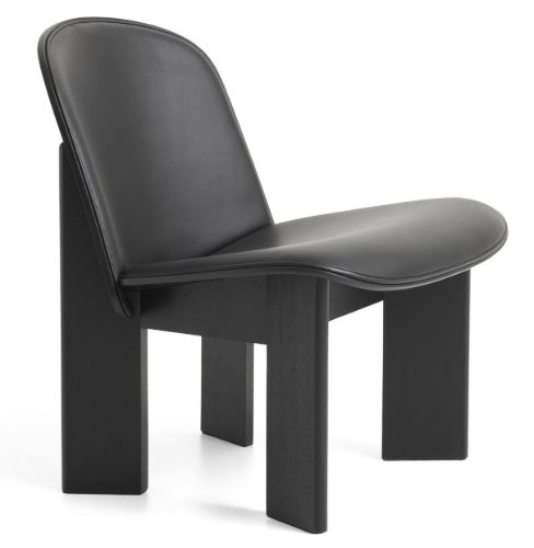 HAY Chisel Lounge Chair Polstret  - Black Lacquered Oak/Sense Leather Black
