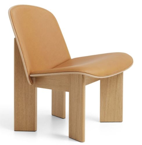 HAY Chisel Lounge Chair Polstret  - Lacquered Oak/Sense Leather Cognac