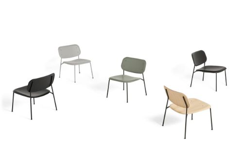 HAY Soft Edge 10 Lounge Chair SH: 40 cm - Dusty Green/Black Powder Coated Steel