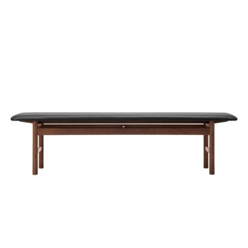 Fredericia Furniture 3172 Mogensen Sædepolstret Bænk L: 171,5 cm - Sort Omni Læder/Olieret Røget Eg