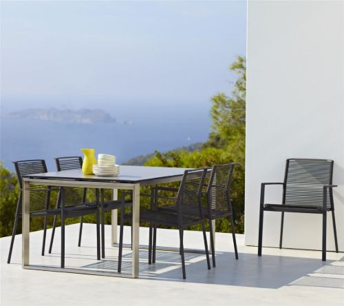 Cane-line Outdoor Edge Stol  - Anthracite/Aluminium