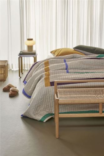 Hübsch Twist Bedspread Square 260x260 cm - Sand/Multicolour