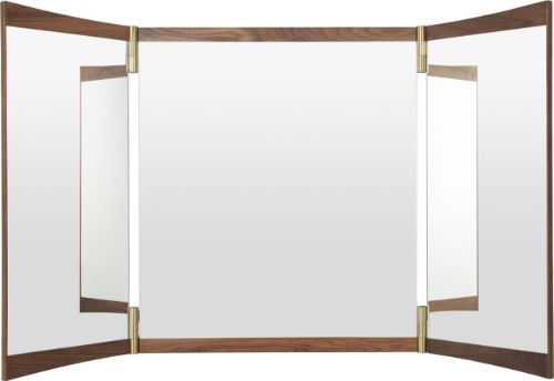 GUBI Vanity Wall Mirror 3 116,6x69 cm - American Oiled Walnut/Brass