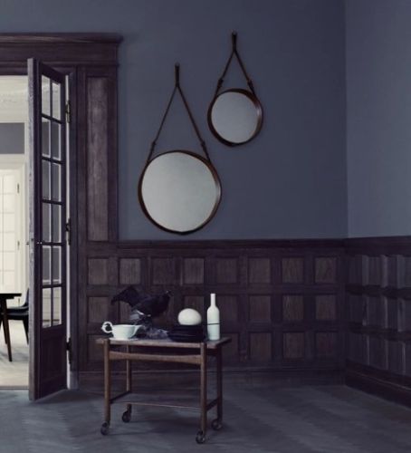 GUBI Adnet Wall Mirror Circular  Ø: 58 cm - Black leather