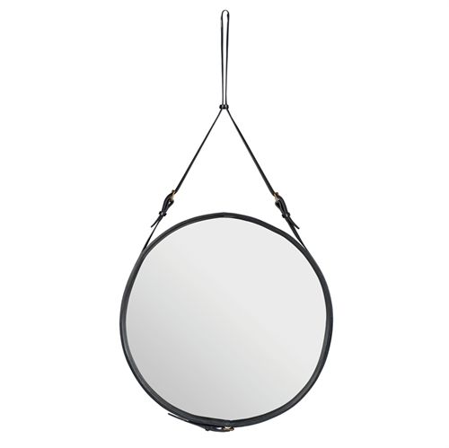 GUBI Adnet Wall Mirror Circular Ø: 70 cm - Black leather