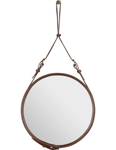 GUBI Adnet Wall Mirror Circular Ø: 58 cm - Tan leather