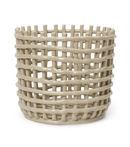 Ferm Living Ceramic Basket Large Ø: 23,5 cm - Cashmere