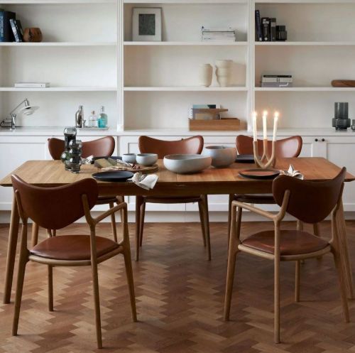 Ro Collection Salon Spisebordsstol Ryg og Sædepolstret - Olieret Eg/Vacona Cognac