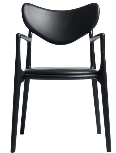 Ro Collection Salon Spisebordsstol Ryg og Sædepolstret  - Malet Bøg/Rio Sort