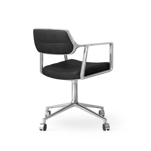 Vipp 453 Swivel Stol m. Hjul - Aluminium/Sort Læder