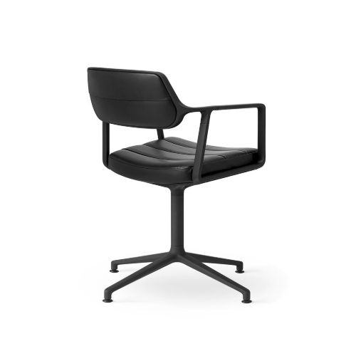 Vipp 453 Swivel Stol u. Hjul - Sort Aluminium/Sort Læder 