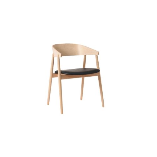 Andersen Furniture AC2 Stol  H: 74 cm - Bøg Hvidpigmenteret Lak/Sort Læder 