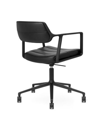 Vipp 453+ Swivel Stol m. Hjul - Sort Aluminium/Sort Læder