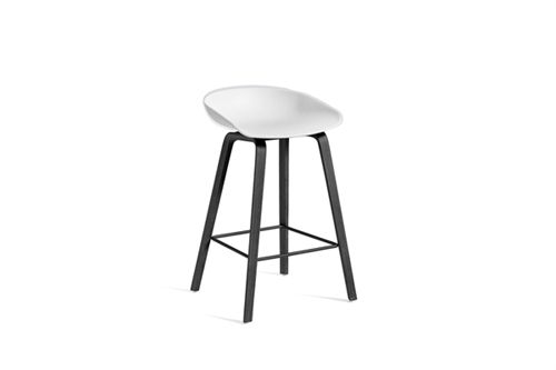 HAY AAS32 Barstol Low  - Black Lacquered/ White / Footrest Powder Coated Black