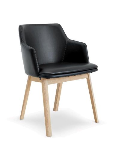 Skovby SM65 Spisebordsstol H: 78 cm - Hvidolieret Eg/Sort Læder