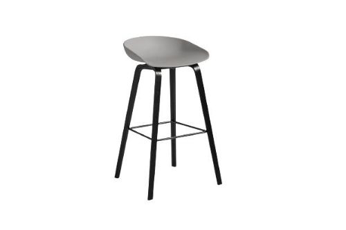 HAY AAS32 Barstol High  - Black Stained Oak Veneer / Grey / Black Powder Coated Steel