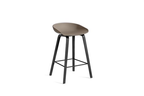 HAY AAS 32 Barstol Low  - Black Lacquered Oak Veneer/Khaki/Footrest Black Powder Coated Steel