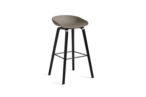 HAY AAS32 Barstol High  - Black Lacqured Oak Veneer / Khaki / Footrest Black Powder Coated Steel