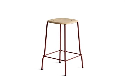 HAY Soft Edge 80 Low Barstol H: 65 cm - Fall Red/Lacquered Oak