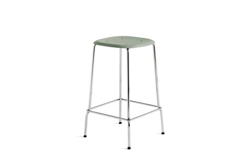 HAY Soft Edge 30 Low Barstol H: 65 cm -  Chrome / Dusty Green 