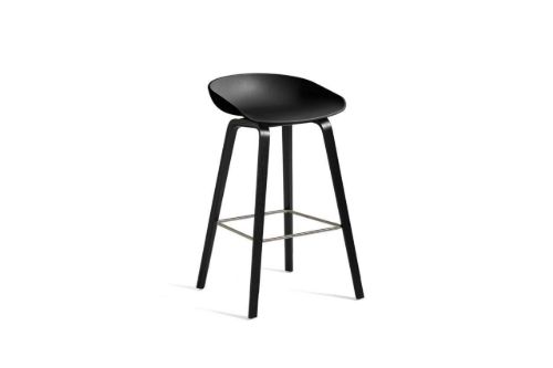 HAY AAS32 Barstol Low  - Black Stained Oak Veneer / Black / Footrest Stainless Steel