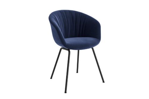 HAY AAC27 Soft About a Chair Spisebordsstol Fuldpolstret m. Armlæn  - Black Powder Coated Steel/Lola Navy