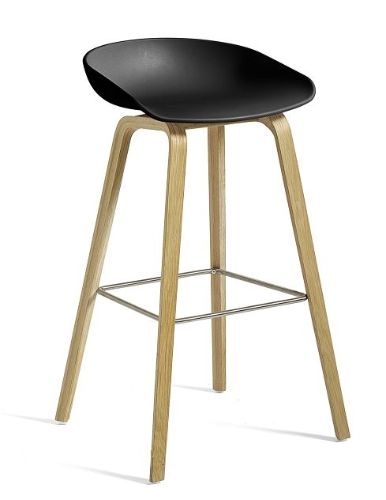 HAY AAS32 Barstol High - Water Based Lacquered Oak Veneer/Black/Footrest Stainless Steel
