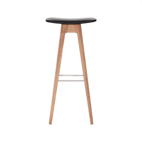 Andersen Furniture HC1 barstol SH: 80 cm - Sort Læder/Hvidpigmenteret Eg