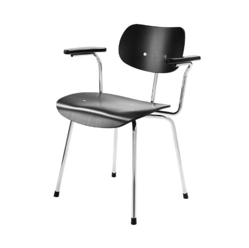 Please Wait To Be Seated SE68 spisestol m. Armlæn SH: 46 cm - Sort Bejdset/Krom Stel