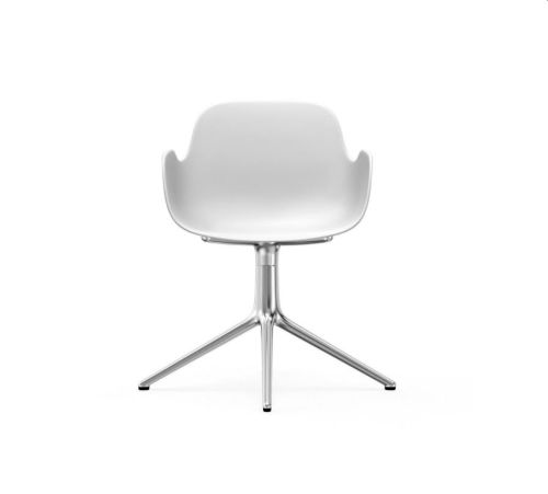 Normann Copenhagen Form Drejestol m. armlæn SH: 44cm - Hvid/Aluminium
