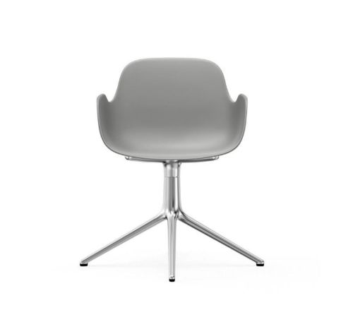 Normann Copenhagen Form Drejestol m. armlæn SH: 44cm - Grå/Aluminium