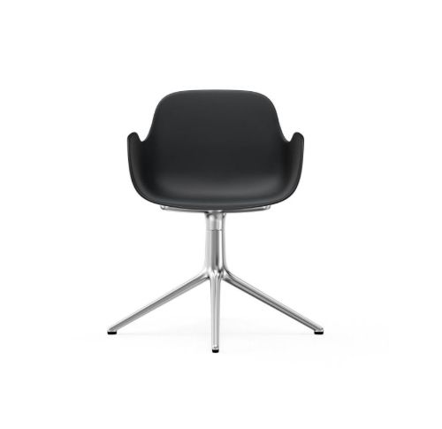 Normann Copenhagen Form Drejestol m. armlæn SH: 44cm - Sort/Aluminium