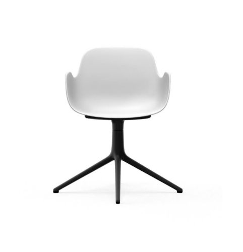Normann Copenhagen Form Drejestol m. armlæn SH: 44cm - Hvid/Sort Aluminium