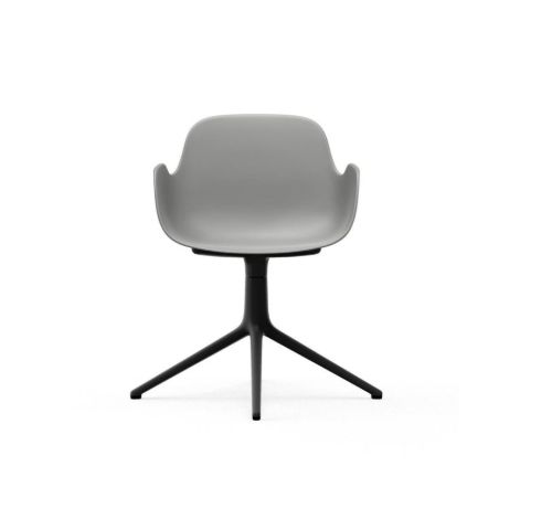 Normann Copenhagen Form Drejestol m. armlæn SH: 44 cm - Grå/Sort Aluminium