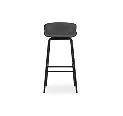 Normann Copenhagen Hyg Frontpolstret Barstol SH: 75 cm - Sort Læder/Stål