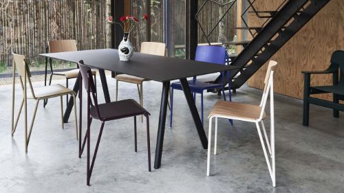 HAY Petit Standard Spisebordsstol SH: 47 cm - Dark Bordeaux Powder Coated Steel/Dark Bordeux Stained