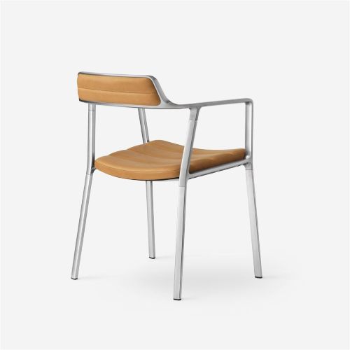 Vipp 451 Stol SH: 44,5 cm - Alu/Sand læder